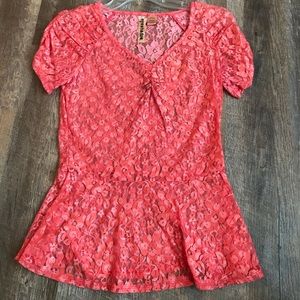 Red peplum top